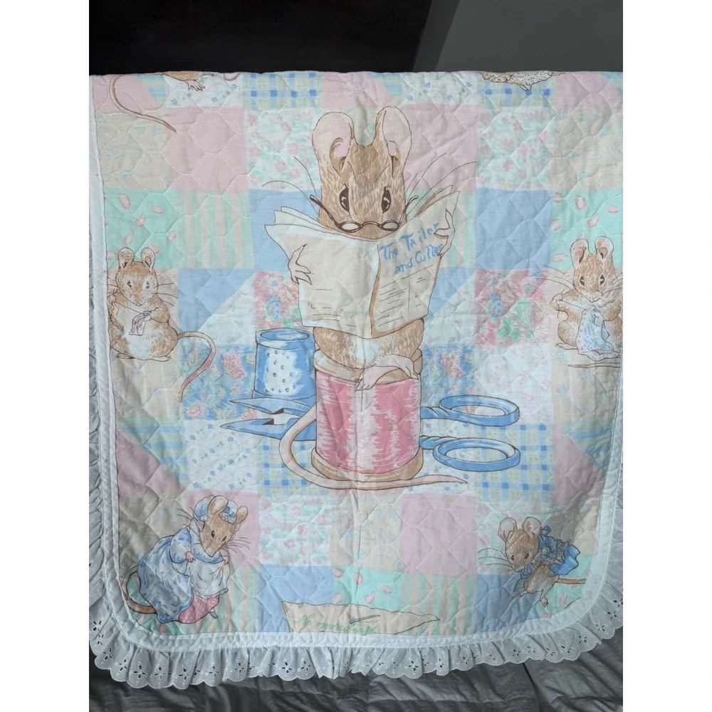 Vintage Peter Rabbit Print Baby Quilt